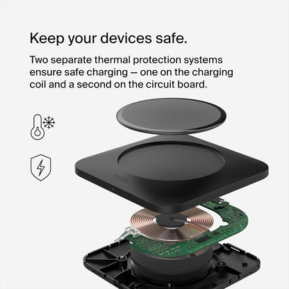 Belkin BoostCharge Pro Universal Easy Align Wireless Charging Pad, 15W Fast Charger for Apple iPhone, Samsung Galaxy, Apple Airpods Pro, and Other MagSafe Enabled Devices - Black