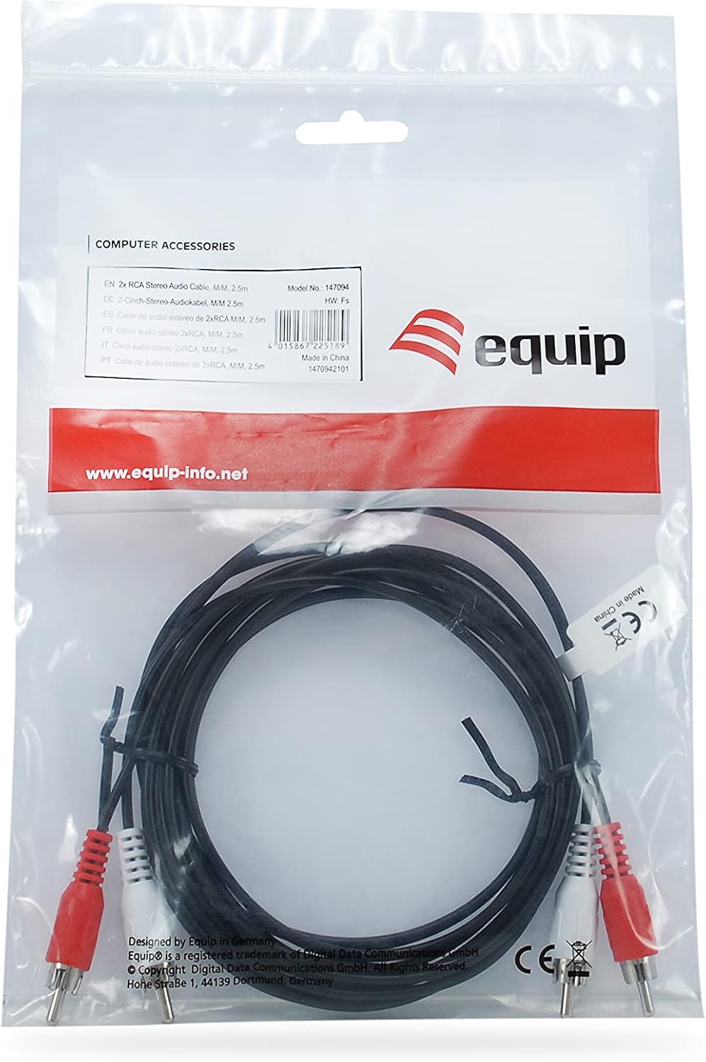 Equip Audiokabel 2Xrca2Xrca Stst 2,50M