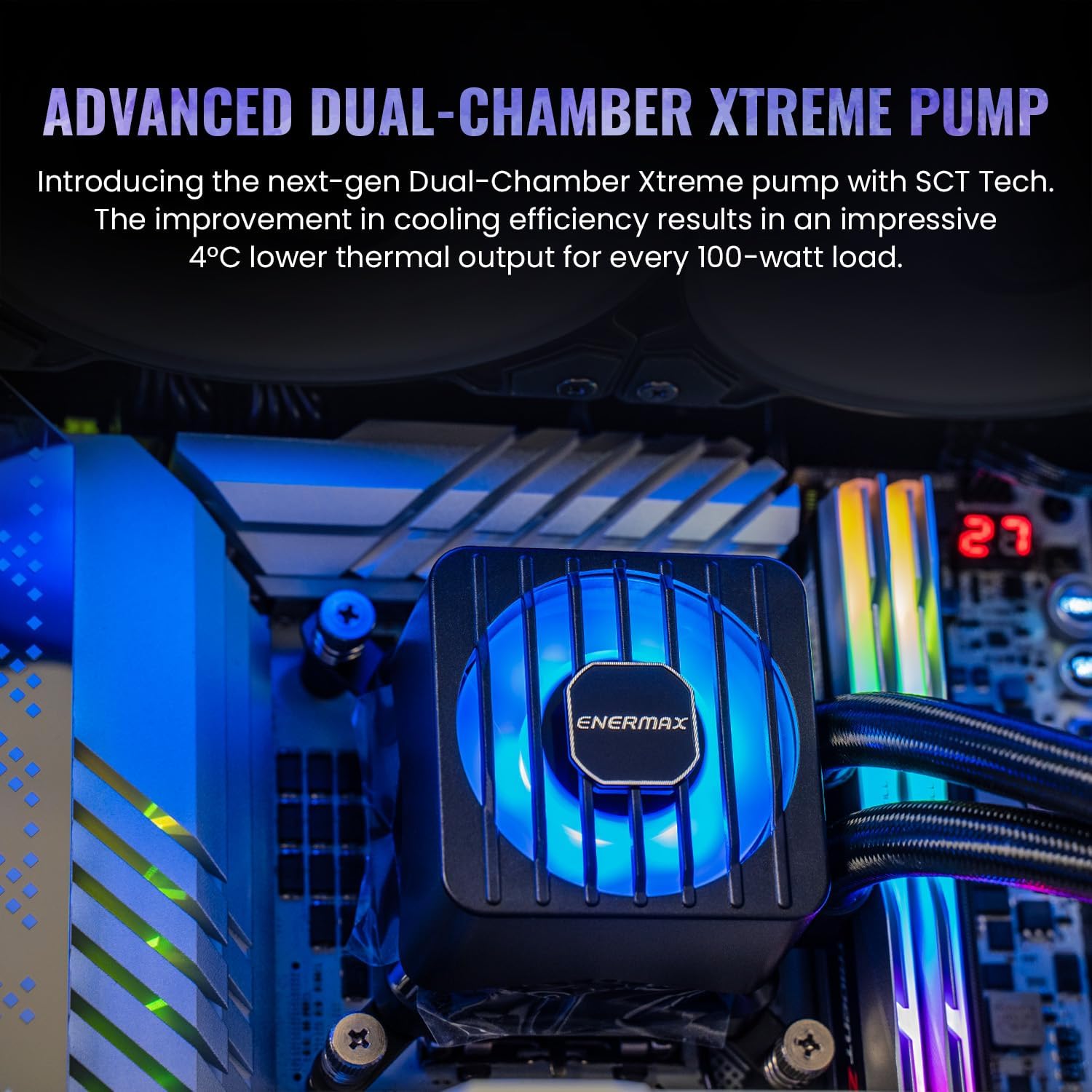 ENERMAX LIQMAXFLO SR 360mm A-RGB AIO CPU Liquid Cooler- High-Performance Pump up to 3000RPM, 60mm VRM Fan, Pressure-Optimized Silent 120mm FDB PWM Fan, Intel LGA1700/AMD AM5 Ready