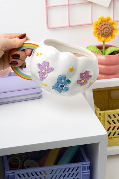 Care Bears Paladone Cloud Shaped Mug with Rainbow Handle - Officially Licensed 450ml Ceramic Coffee Cup for Hot Drinks, Tea, Hot Chocolate - Cute Collectible for Retro Pop Culture Fans