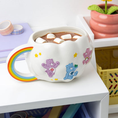 Care Bears Paladone Cloud Shaped Mug with Rainbow Handle - Officially Licensed 450ml Ceramic Coffee Cup for Hot Drinks, Tea, Hot Chocolate - Cute Collectible for Retro Pop Culture Fans