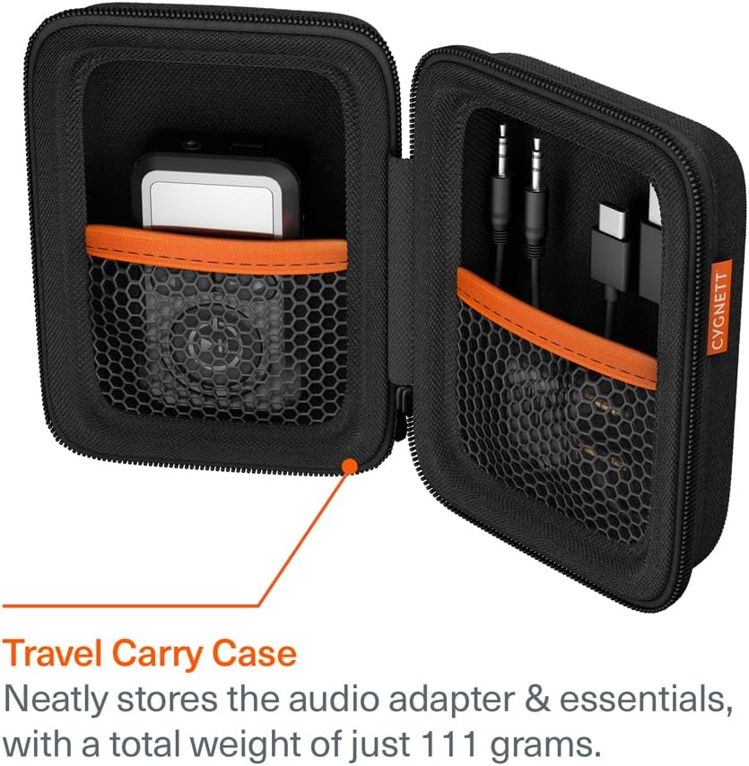 Cygnett Voyager Audio Adapter for Aeroplane Entertainment, 28+ Hours Battery Life, LCD Display, Dual Headphone Pairing