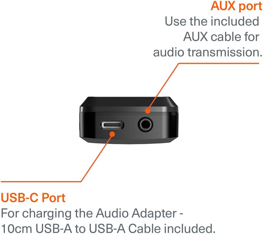 Cygnett Voyager Audio Adapter for Aeroplane Entertainment, 28+ Hours Battery Life, LCD Display, Dual Headphone Pairing