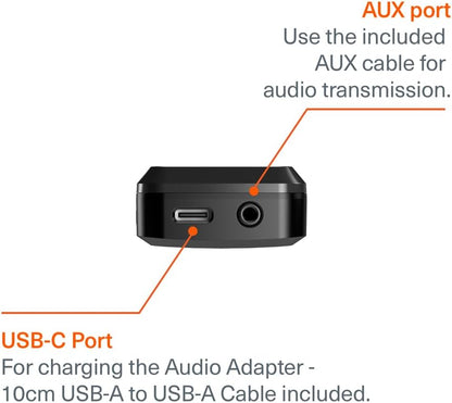 Cygnett Voyager Audio Adapter for Aeroplane Entertainment, 28+ Hours Battery Life, LCD Display, Dual Headphone Pairing