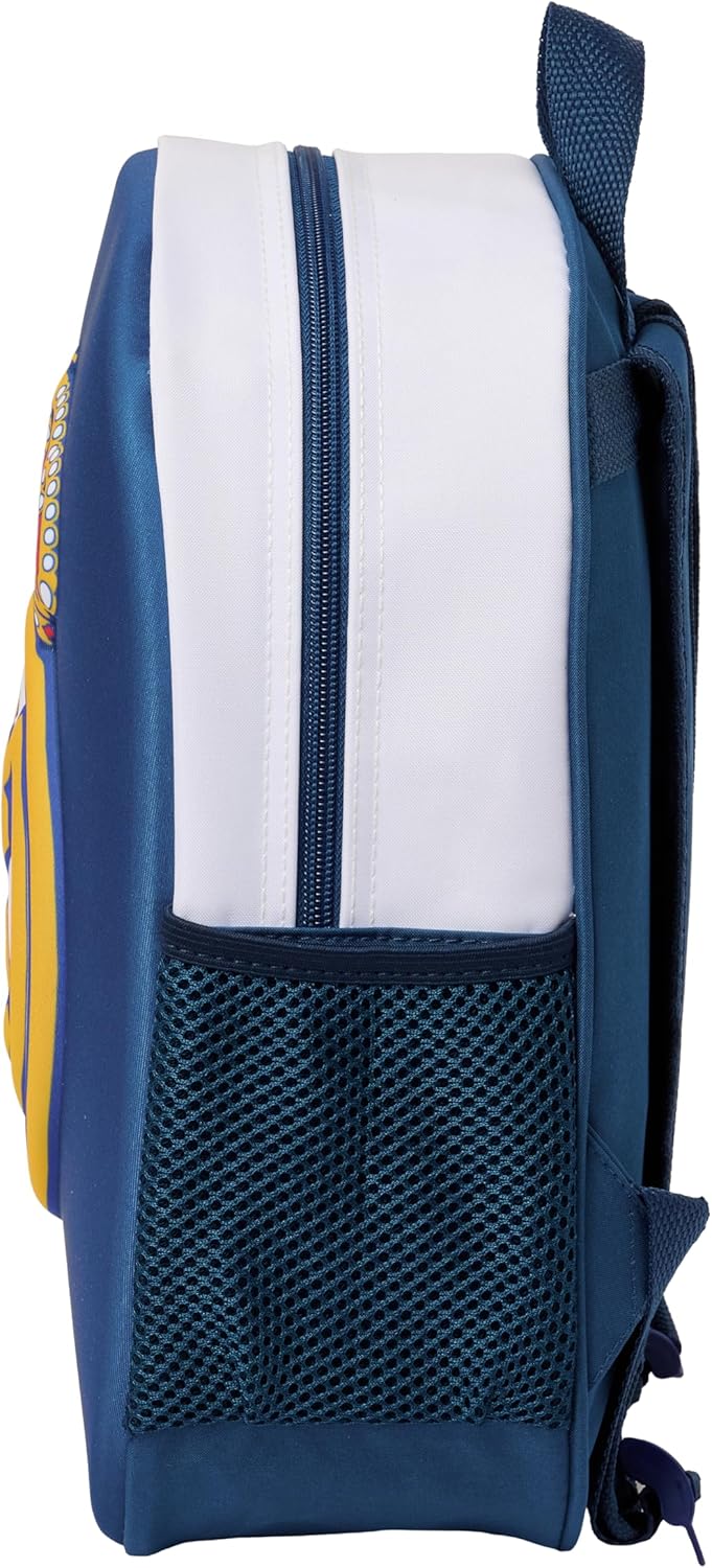 Safta Real Madrid 3D School Backpack, with 3D Design, Adaptable to Cart, Ideal for Children of Different Ages, Comfortable and Versatile, Quality and Resistance, 27 x 10 x 33 cm, Black/White, M