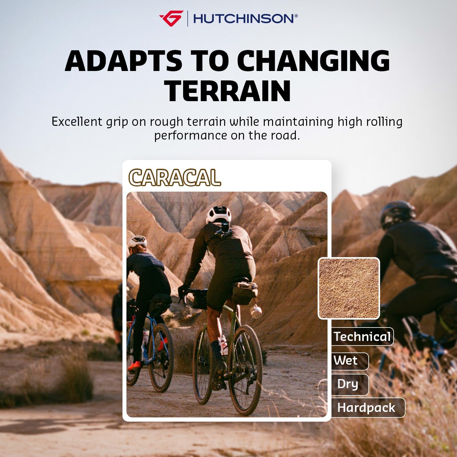 Hutchinson – Caracal – Gravel Dry Terrain Tyre – Hardskin – Mach Tread 3.0 – Folding Bead – Tubeless Ready