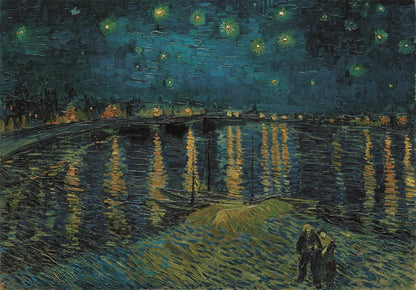 Clementoni - Van Gogh Puzzle 1000 Teile Kunst, für Erwachsene und Jungen, Museum Collection, Thema Sternennacht auf der Rhône, mit Poster, Kompaktbox, Geschenkidee Made in Italy, 70 x 50 cm, 37095