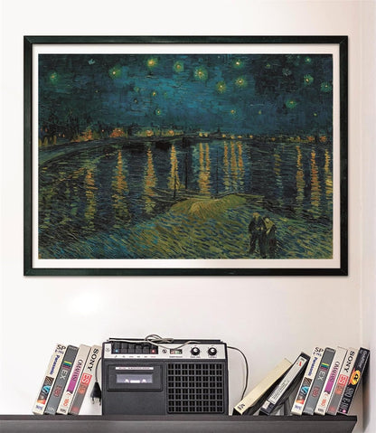 Clementoni - Van Gogh Puzzle 1000 Teile Kunst, für Erwachsene und Jungen, Museum Collection, Thema Sternennacht auf der Rhône, mit Poster, Kompaktbox, Geschenkidee Made in Italy, 70 x 50 cm, 37095