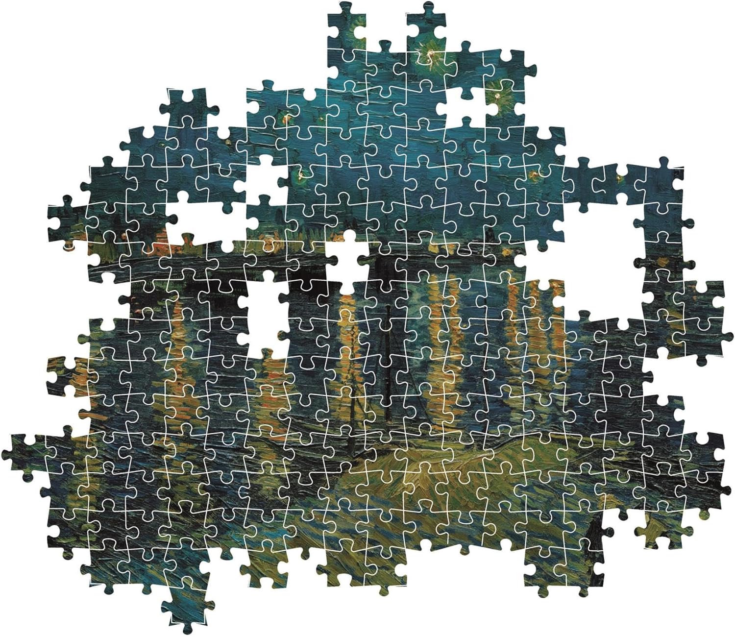 Clementoni - Van Gogh Puzzle 1000 Teile Kunst, für Erwachsene und Jungen, Museum Collection, Thema Sternennacht auf der Rhône, mit Poster, Kompaktbox, Geschenkidee Made in Italy, 70 x 50 cm, 37095