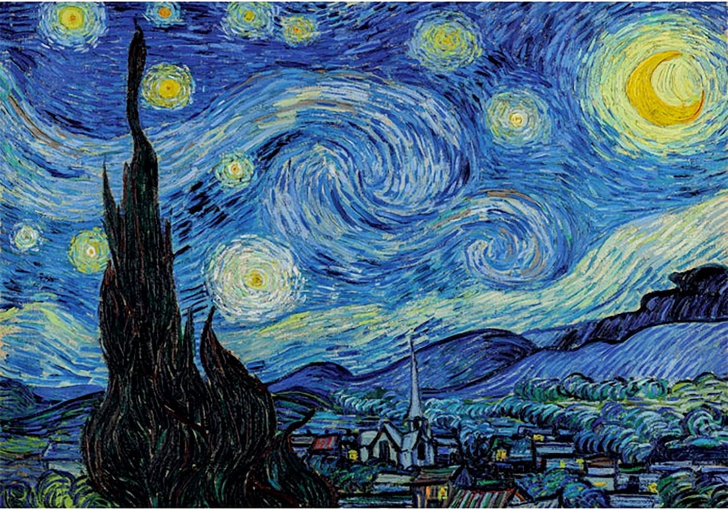Clementoni - Van Gogh Puzzle 1000 Teile Kunst, für Erwachsene und Jungen, Museum Collection, Thema Sternennacht, Geschenkidee für Damen und Herren, Made in Italy, 70 x 50 cm, 39995