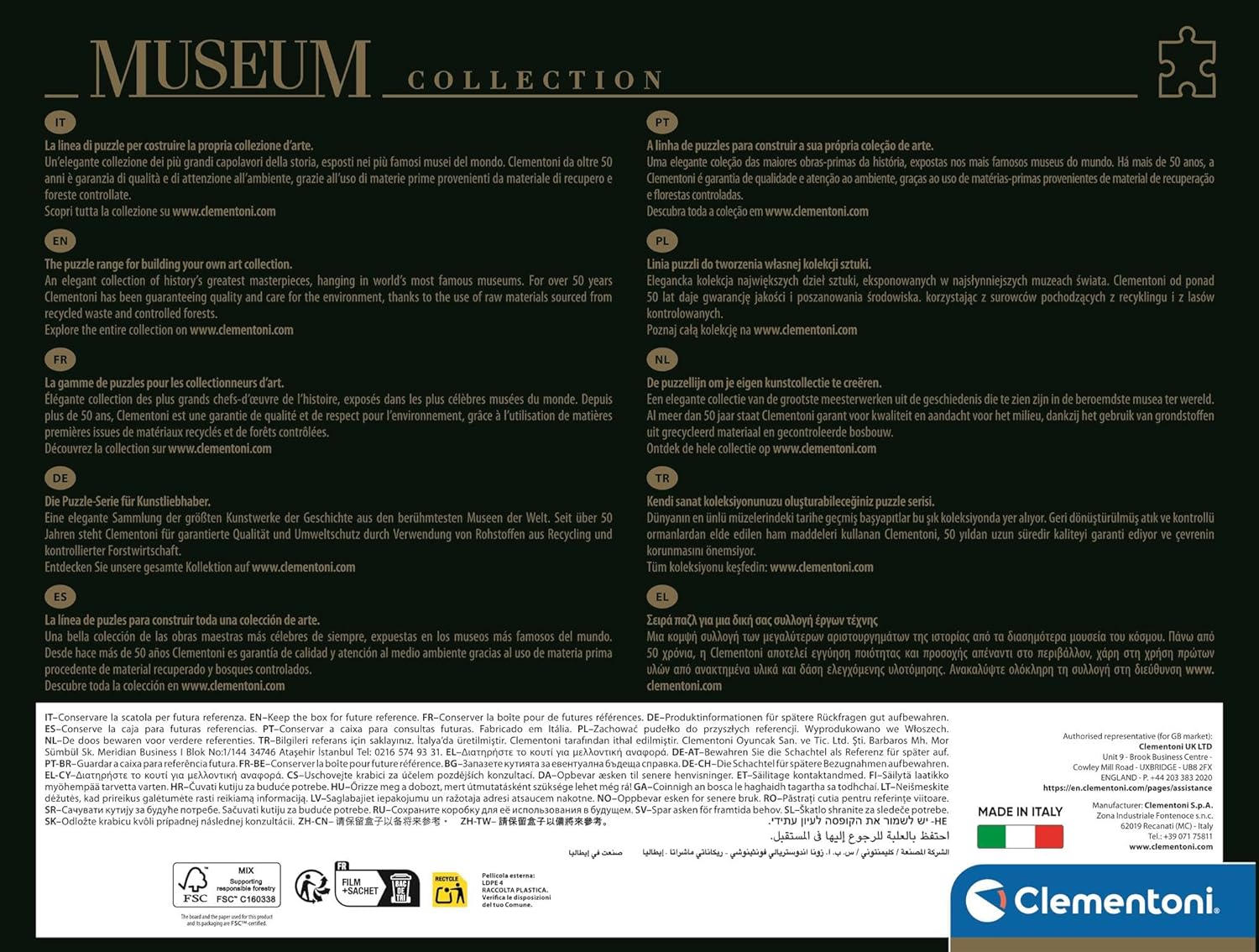 Clementoni Jigsaw Puzzle 1000 pieces, Collection, Museum Collection Liberty Leading the People, Puzzle for Adults 14-99 Years, Made in Italy, 37087