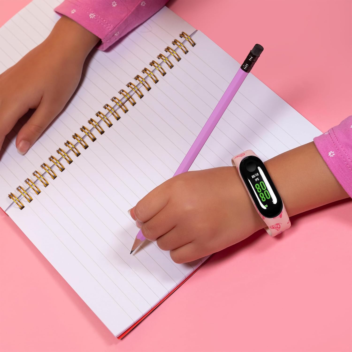 Tikkers Series 1 Printed Pink Butterfly Silicone Strap Activity tracker with colour touch screen and up to 7 day battery life TKS01-0005