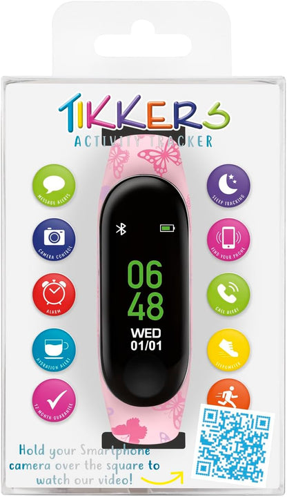 Tikkers Series 1 Printed Pink Butterfly Silicone Strap Activity tracker with colour touch screen and up to 7 day battery life TKS01-0005