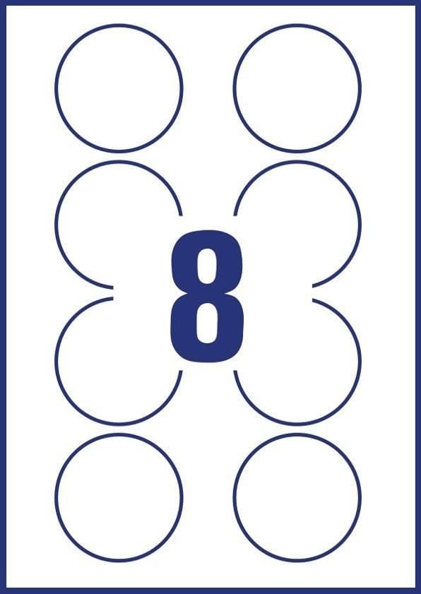 Avery Removable, Round, Circular Labels - Printable & Customizable, 8 per A4 Sheet, 25 Sheets per Pack 200 White Blank Labels, Compatible with All Printers (L4852REV-25