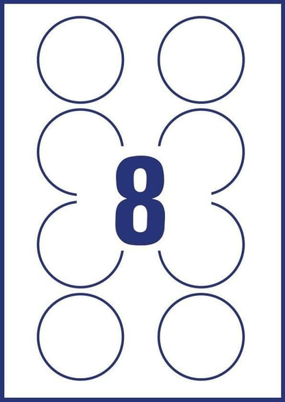 Avery Removable, Round, Circular Labels - Printable & Customizable, 8 per A4 Sheet, 25 Sheets per Pack 200 White Blank Labels, Compatible with All Printers (L4852REV-25