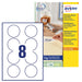 Avery Removable, Round, Circular Labels - Printable & Customizable, 8 per A4 Sheet, 25 Sheets per Pack 200 White Blank Labels, Compatible with All Printers (L4852REV-25