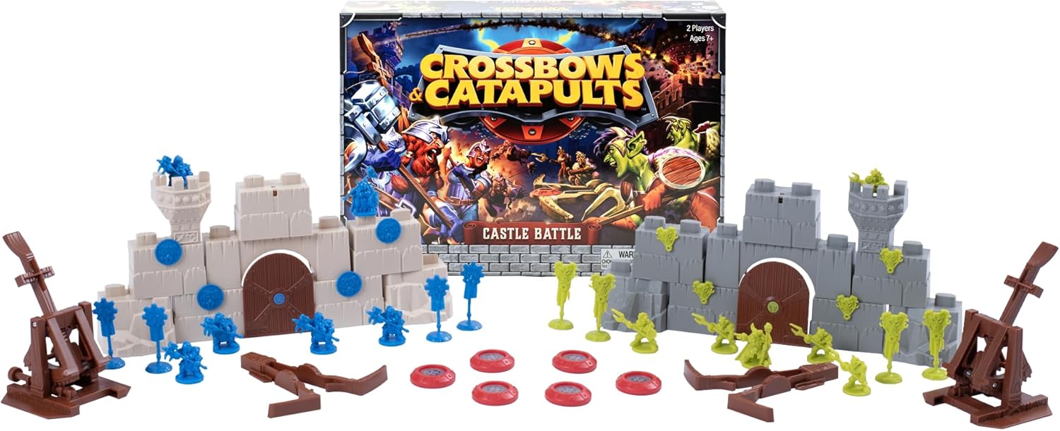 Goliath Games: Crossbows & Catapults - Castle Battle | Legendary Builds & Epic Destruction! | Retro Strategy Board Game | For 2 Players Ages 7+