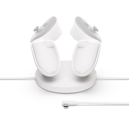 Meta Quest Compact Charging Dock – Works with Meta Quest 3/3S – Extended headset charging cable – Wireless charging for Touch Plus controllers