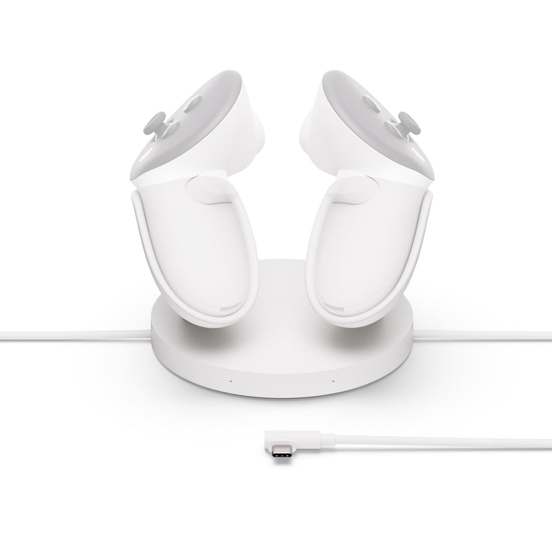 Meta Quest Compact Charging Dock – Works with Meta Quest 3/3S – Extended headset charging cable – Wireless charging for Touch Plus controllers