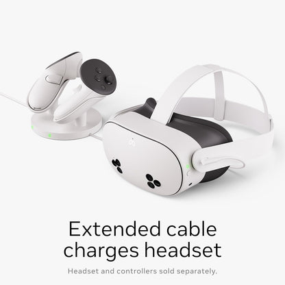 Meta Quest Compact Charging Dock – Works with Meta Quest 3/3S – Extended headset charging cable – Wireless charging for Touch Plus controllers