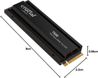 Crucial T500 4TB SSD PCIe Gen4 NVMe M.2 Internal Gaming PS5 SSD with Heatsink, Up to 7000MB/s, Compatible with PlayStation 5, TLC NAND, Laptop & Desktop, Solid State Drive - CT4000T500SSD5