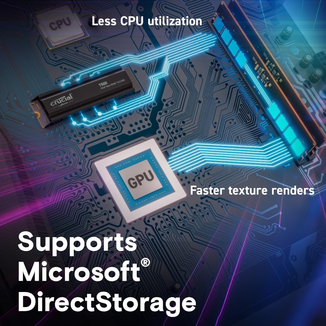 Crucial T500 4TB SSD PCIe Gen4 NVMe M.2 Internal Gaming PS5 SSD with Heatsink, Up to 7000MB/s, Compatible with PlayStation 5, TLC NAND, Laptop & Desktop, Solid State Drive - CT4000T500SSD5