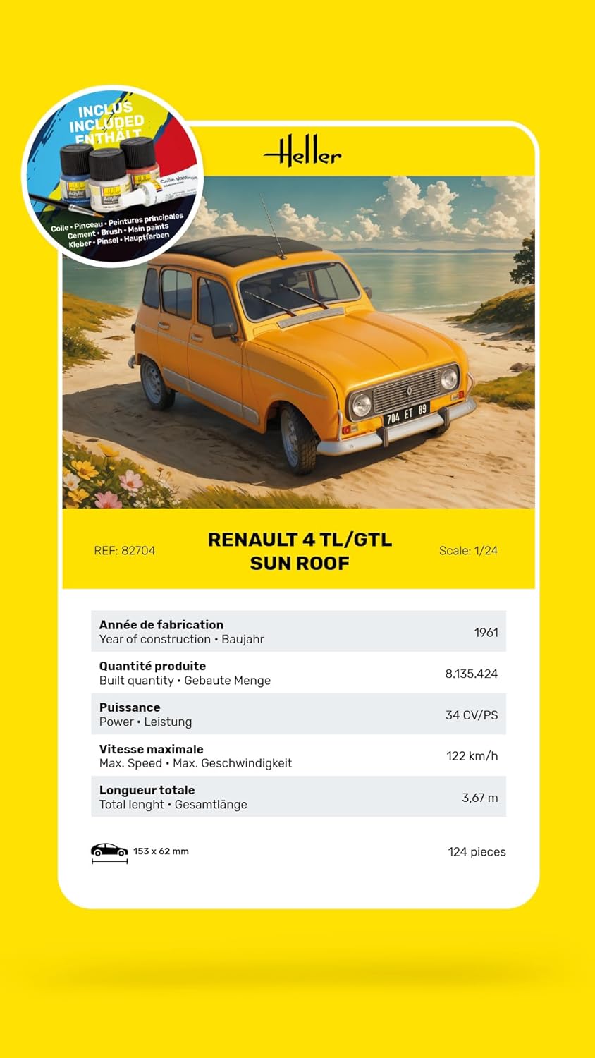 Heller 58704 Starter Kit Renault 4 TL/GTL Sun Roof 1/24