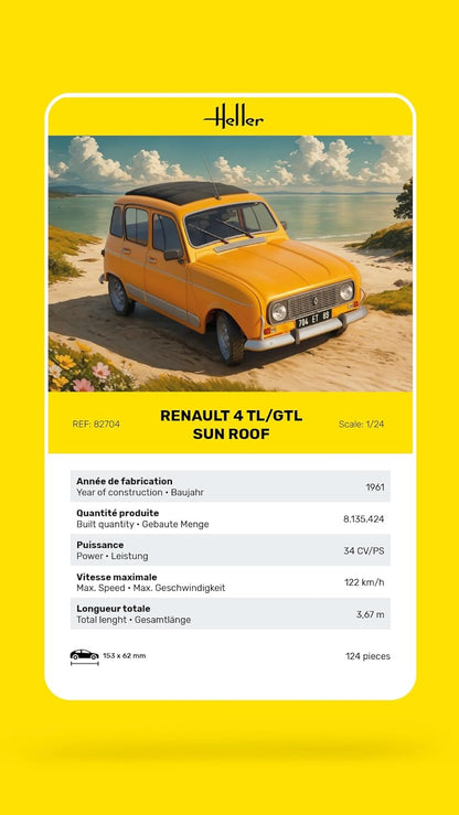 Heller 82704 Renault 4 TL/GTL Zonnedak 1/24