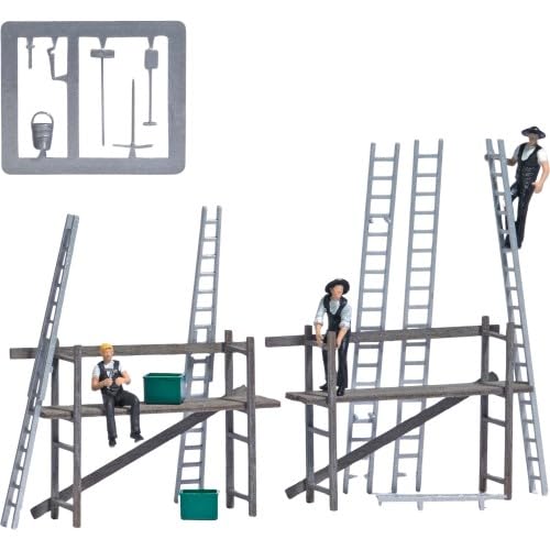 Busch H0 Action Set Carpenters with Scaffolding Construction Kit