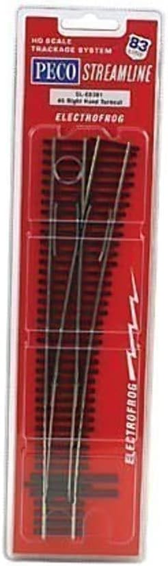 Peco - 1/76 Turnout No.6 Radius R/h Unifrog 223,5mm