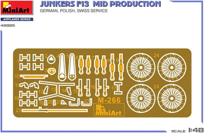 Miniart 1:48 - Junkers F13 Mid Prod, Duits, Pools, Zwitserland