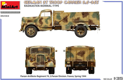 Miniart 1:35 - Tedesco 3T Camion 3,6-36S Radkasten Tipo Normale