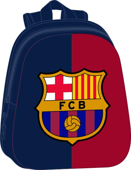 Safta F.C. BARCELONA 3D School Backpack, with 3D Design, Adaptable to Trolley, Ideal for Children of Different Ages, Comfortable and Versatile, Quality and Resistance, 27 x 10 x 33 cm, Blue/maroon