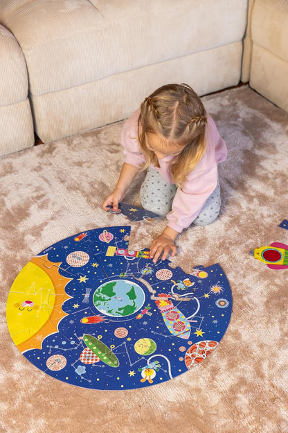 GOULA, XXL Space Puzzel, Vanaf 3 jaar, Puzzel met glow in the dark, Ruimte puzzel kinderen