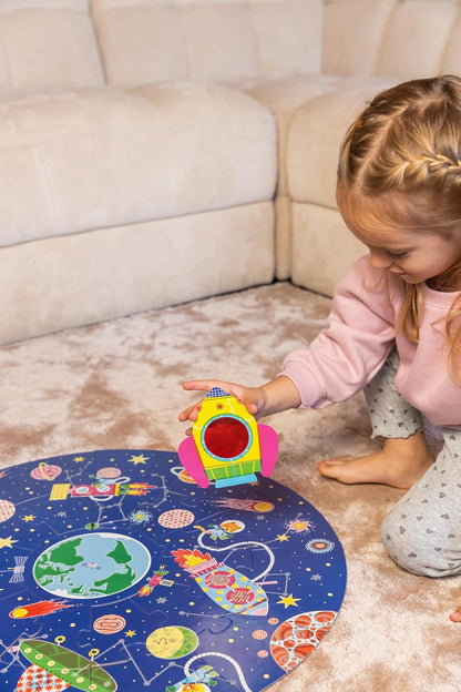GOULA, XXL Space Puzzel, Vanaf 3 jaar, Puzzel met glow in the dark, Ruimte puzzel kinderen