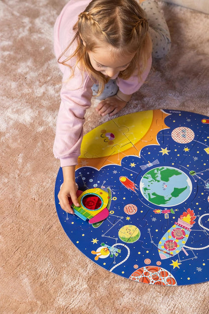 GOULA, XXL Space Puzzel, Vanaf 3 jaar, Puzzel met glow in the dark, Ruimte puzzel kinderen
