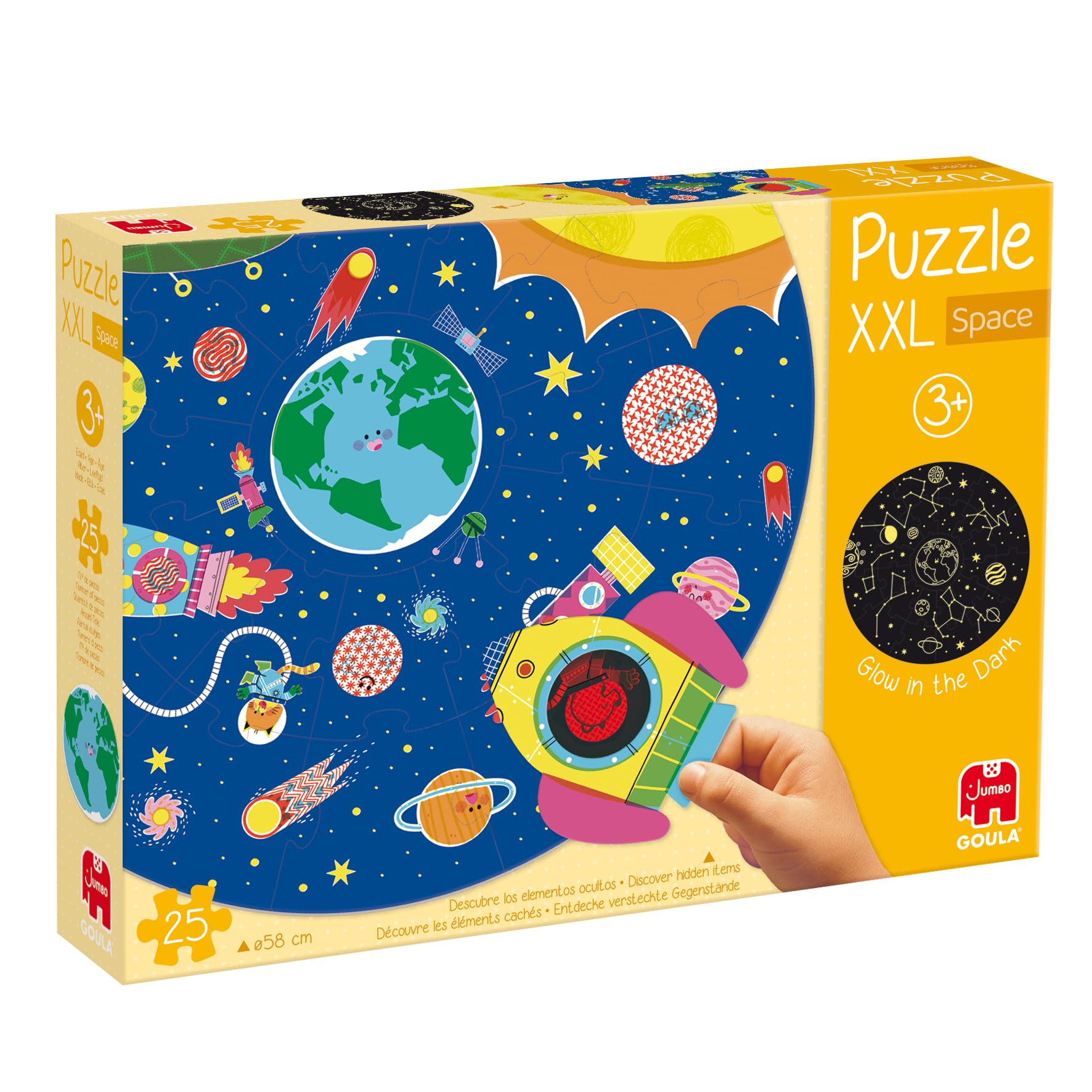 GOULA, XXL Space Puzzel, Vanaf 3 jaar, Puzzel met glow in the dark, Ruimte puzzel kinderen
