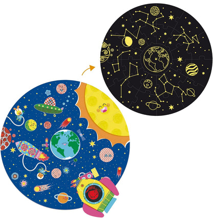 GOULA, XXL Space Puzzel, Vanaf 3 jaar, Puzzel met glow in the dark, Ruimte puzzel kinderen