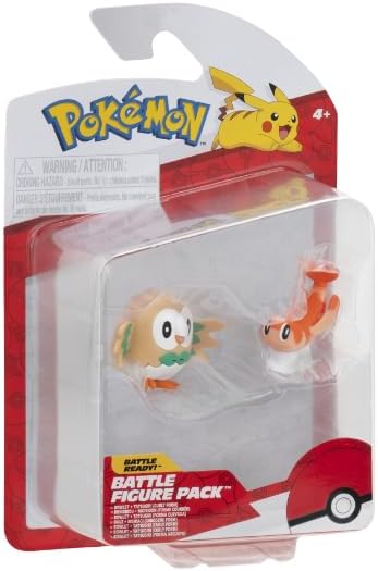 Pokémon Pokemon 5 and 8 cm Battle Figure 2-Pack Tatsugiri & Rowlet - Toy Figure for Kids 4+ - Official Product for Children