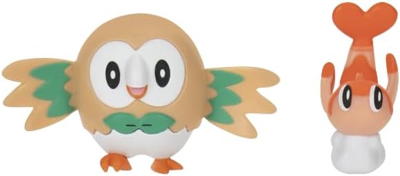 Pokémon Pokemon 5 and 8 cm Battle Figure 2-Pack Tatsugiri & Rowlet - Toy Figure for Kids 4+ - Official Product for Children