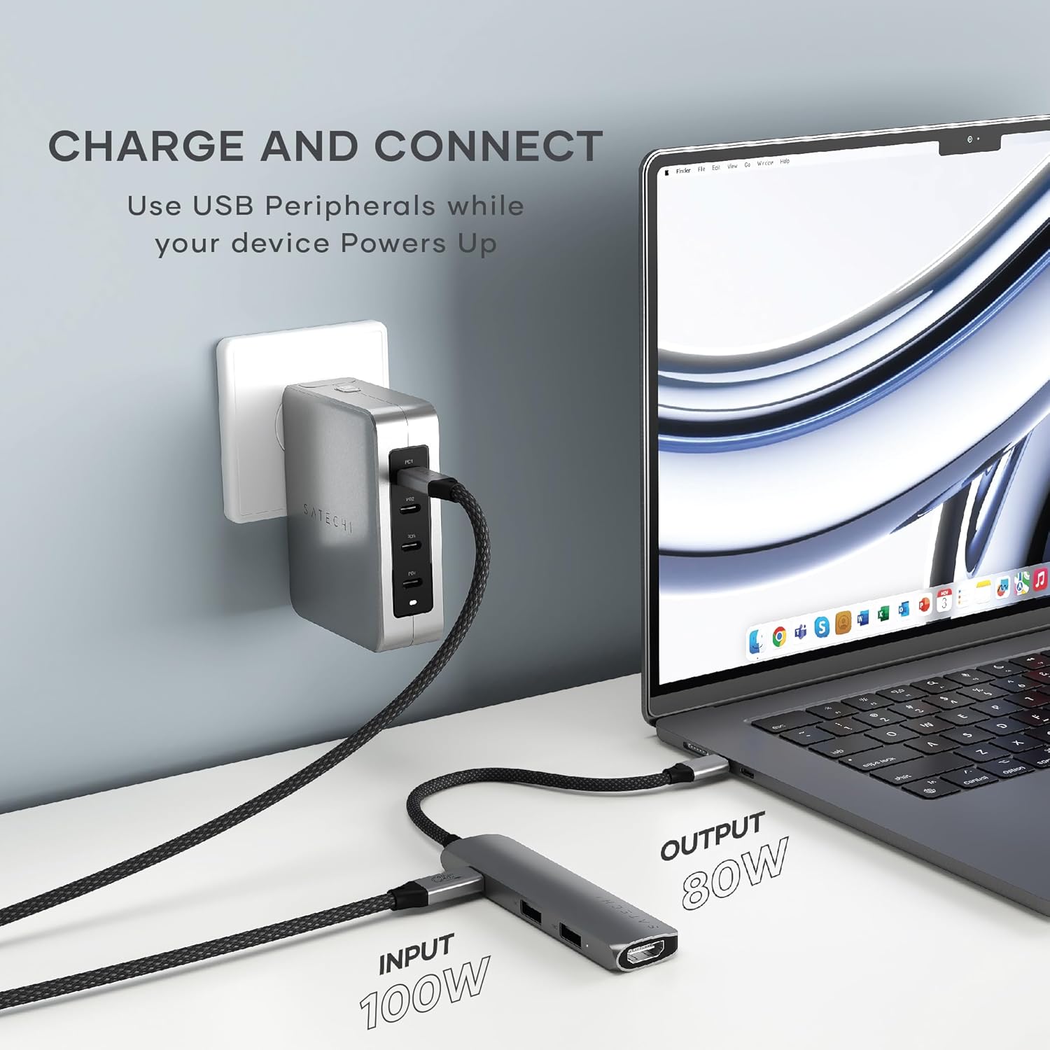 SATECHI 4-in-1 USB-C Hub Slim Plus Multiport Adapter with 4K HDMI, 100W PD Charging, 2X USB-A Data Ports, Micro/SD Card Readers for MacBook, Windows – Space Grey