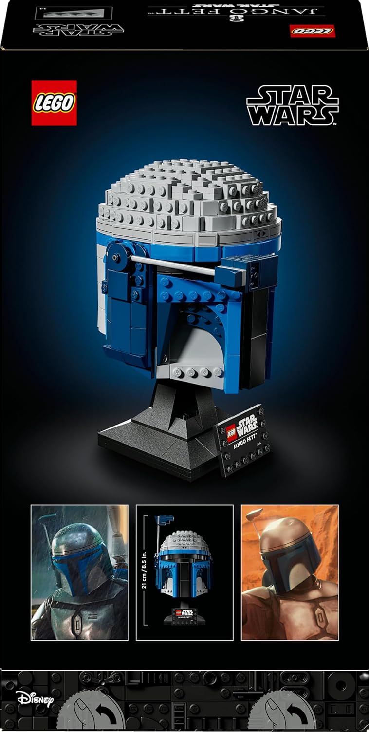LEGO Star Wars 75408 Jango Fett Helmet - Mandalorian Model Kit for Adults - Building Set incl. a Stand, Nameplate & Adjustable Rangefinder Antenna - Gift for Attack of the Clones Fans