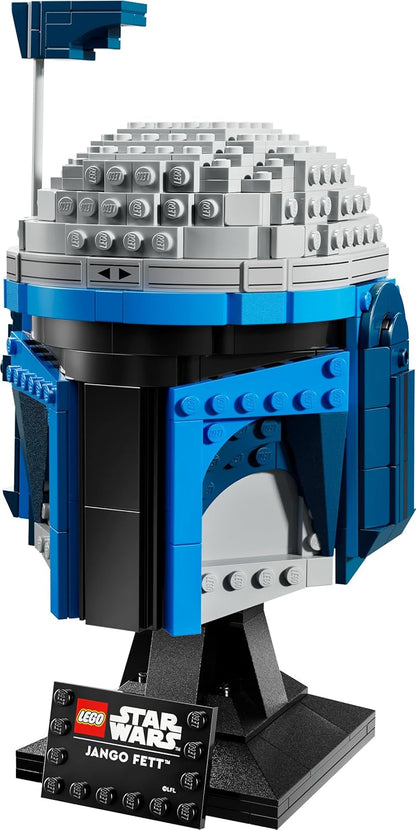 LEGO Star Wars 75408 Jango Fett Helmet - Mandalorian Model Kit for Adults - Building Set incl. a Stand, Nameplate & Adjustable Rangefinder Antenna - Gift for Attack of the Clones Fans