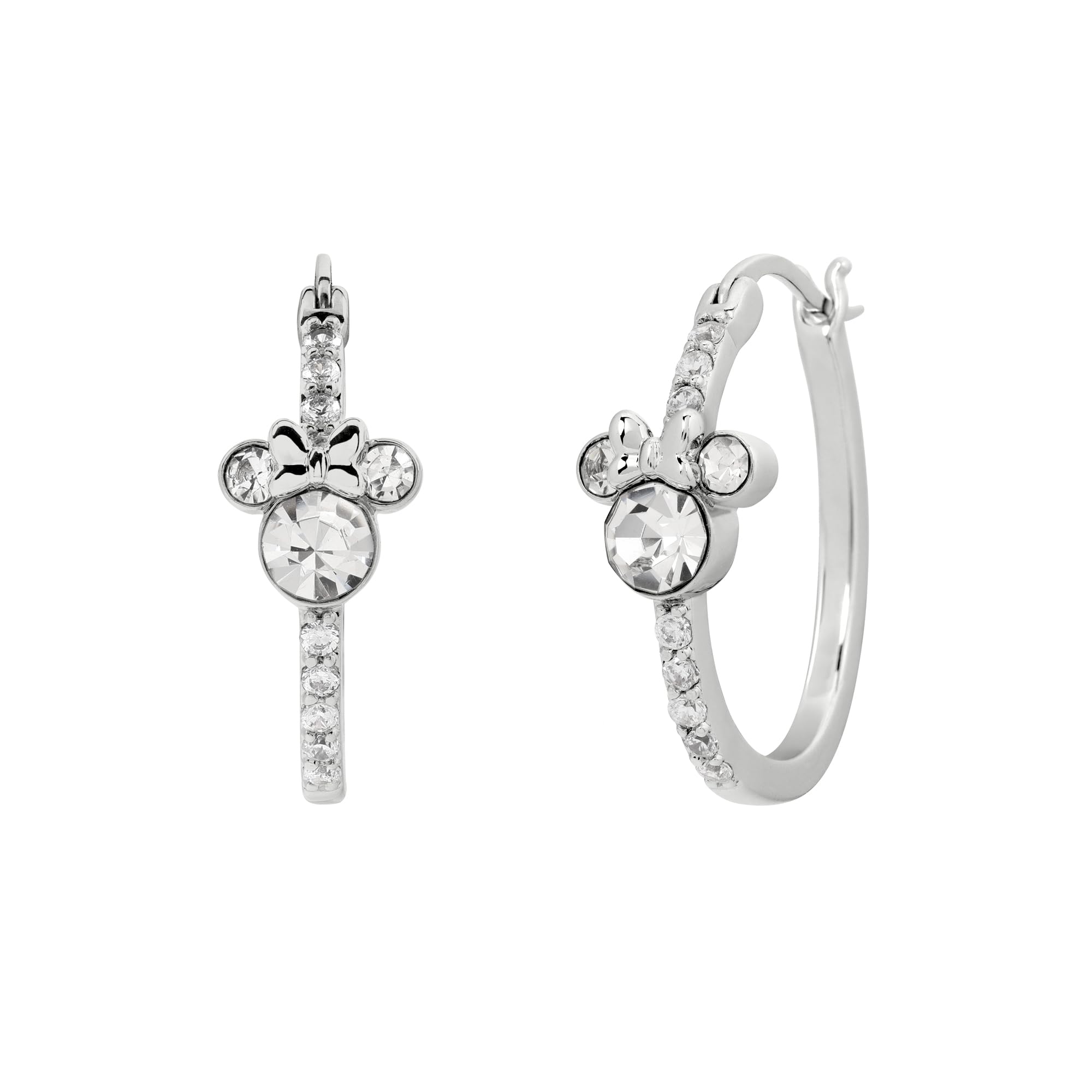 Disney - Minnie Mouse Silver Plated Stone Set Hoop Earrings