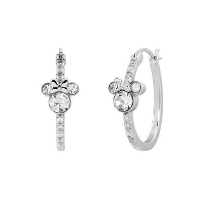 Disney - Minnie Mouse Silver Plated Stone Set Hoop Earrings