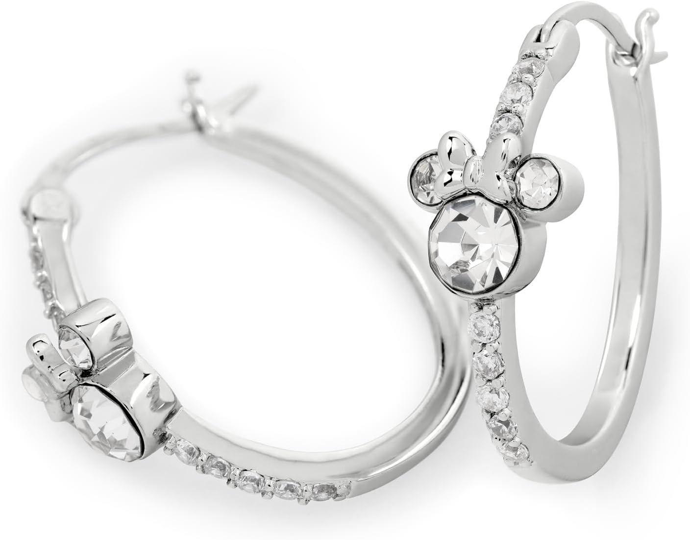 Disney - Minnie Mouse Silver Plated Stone Set Hoop Earrings