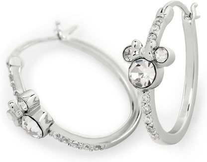 Disney - Minnie Mouse Silver Plated Stone Set Hoop Earrings