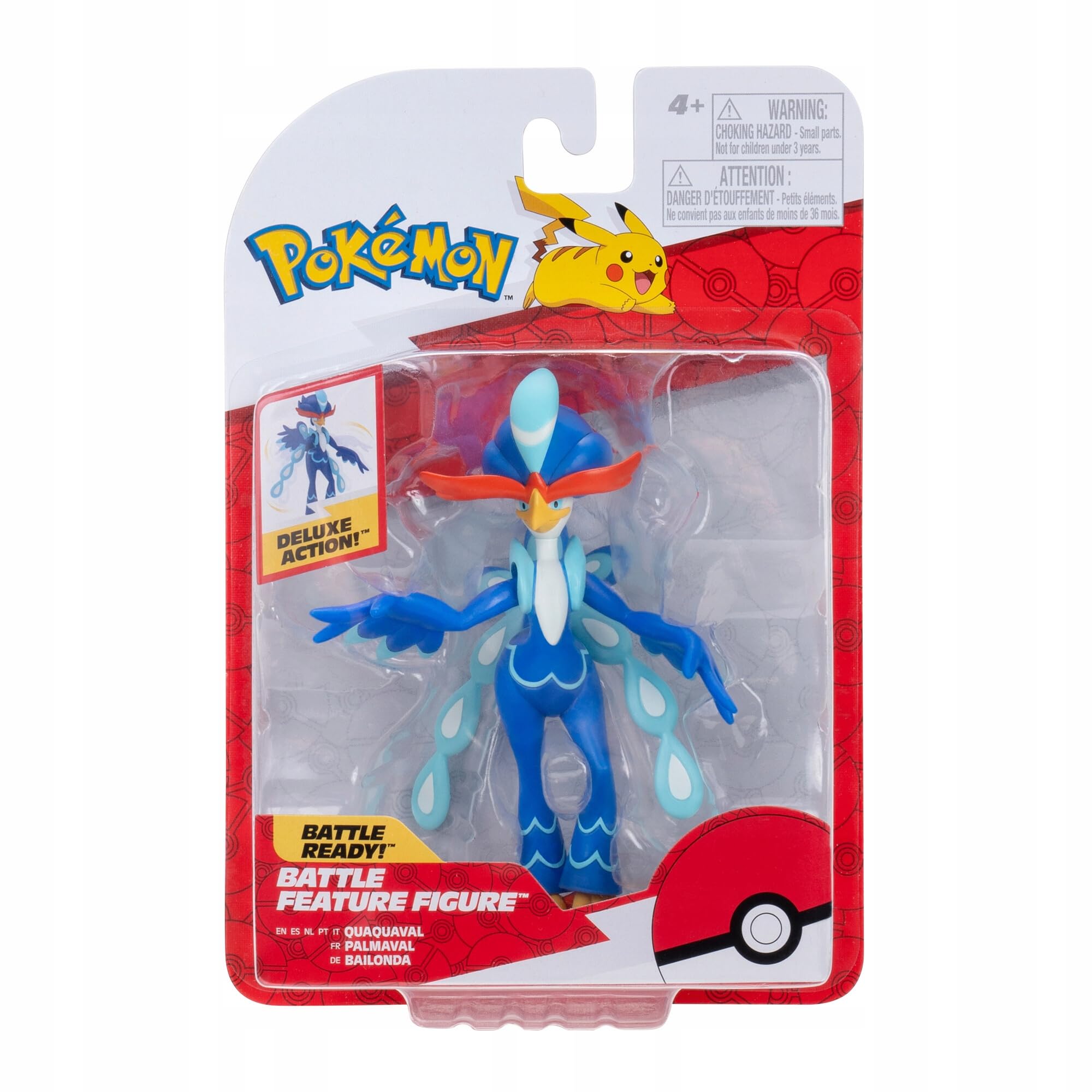 Pokémon Quaquaval Battle Feature Figuur - 4,5 Inch Quaquaval Battle Ready Figuur met Wing Attack
