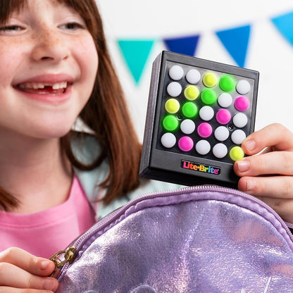 Basic Fun Lite Brite Touch Mini – Portable Light-Up Peg Art Toy for Kids | Creative LED Drawing Board with Templates