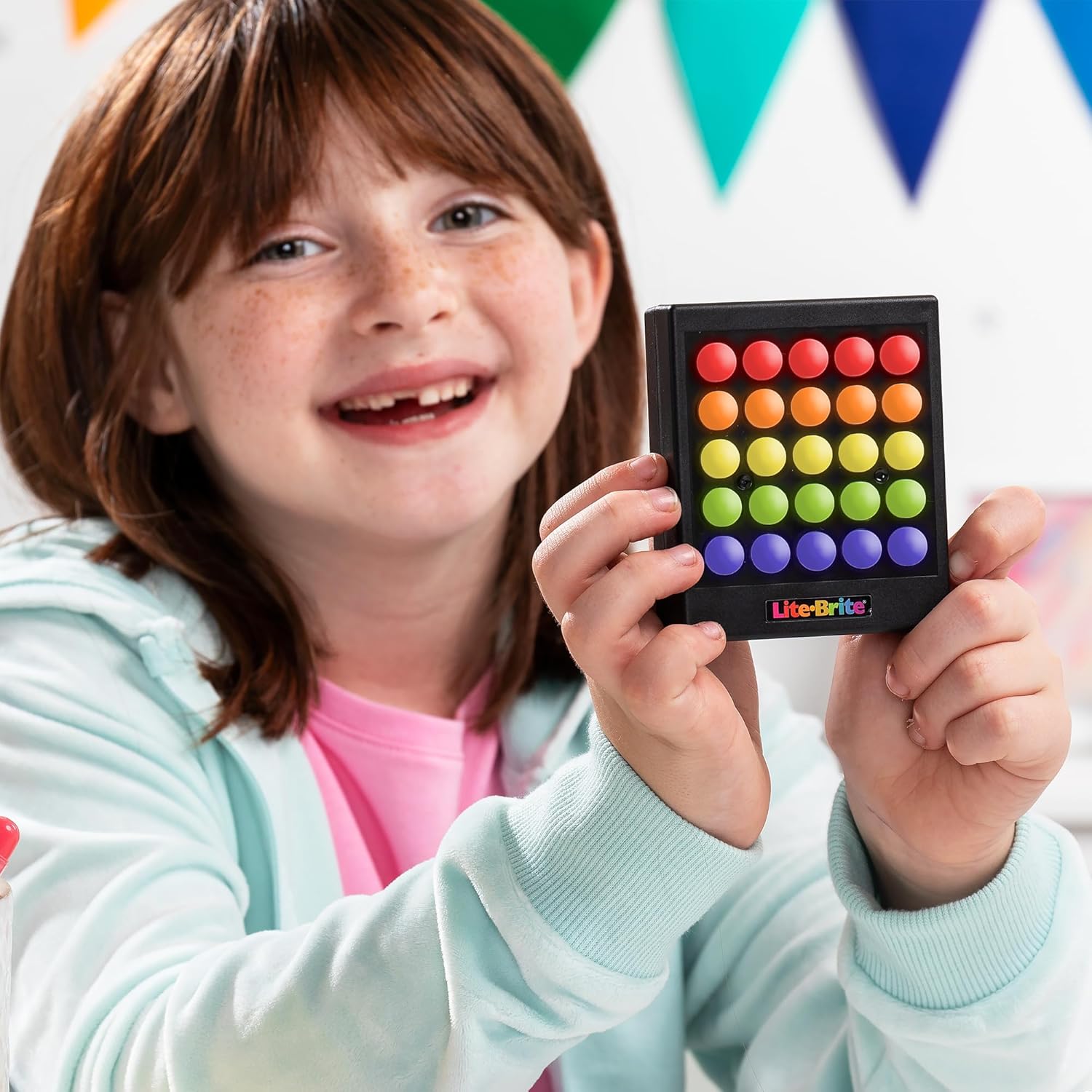 Basic Fun Lite Brite Touch Mini – Portable Light-Up Peg Art Toy for Kids | Creative LED Drawing Board with Templates